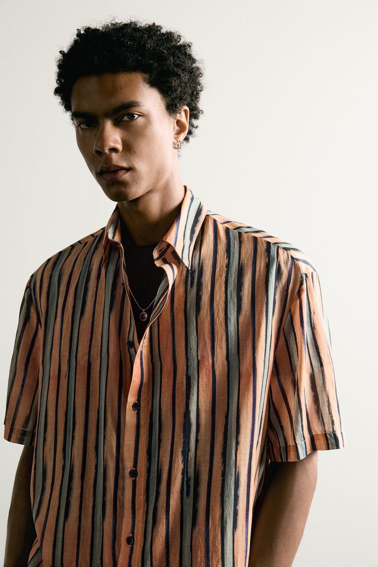 Camisa de algodón y viscosa a rayas 5