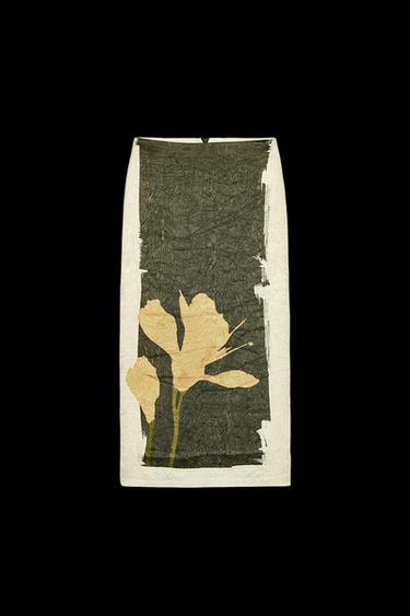 Zara PRINTED WRINKLED EFFECT MIDI SKIRT - Green / Ecru - Image 0