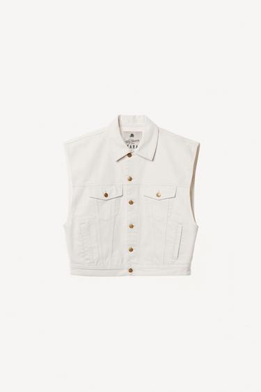 Zara BOXY FIT DENIM VEST WILLY CHAVARRIA X ZARA - Ecru