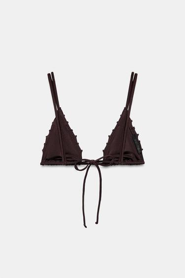 HAUT DE BIKINI TRIANGLE CROCHET - Chocolat de Zara - Image 2