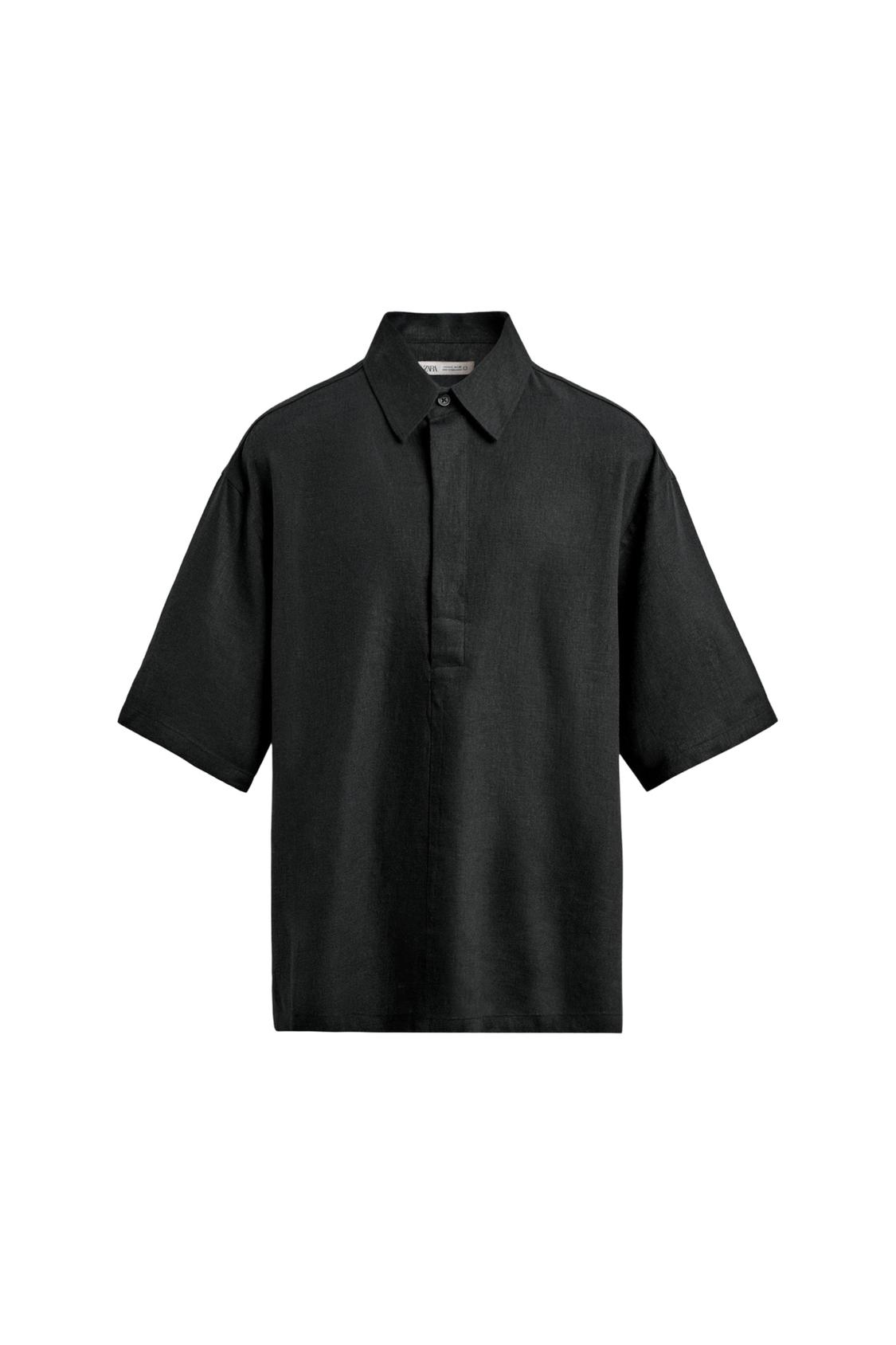 REGULAR FIT LINEN - VISCOSE POLO SHIRT - Image 6