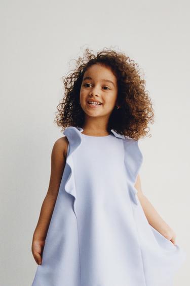 Zara RUFFLED AND BOW DRESS - Pastel blue