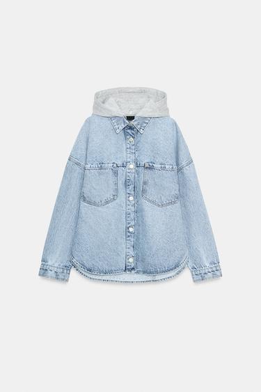 Z1975 フード付きオーバーサイズデニムジャケットライトブルーZaraのZ1975 フード付きオーバーサイズデニムジャケット - ライトブルー 