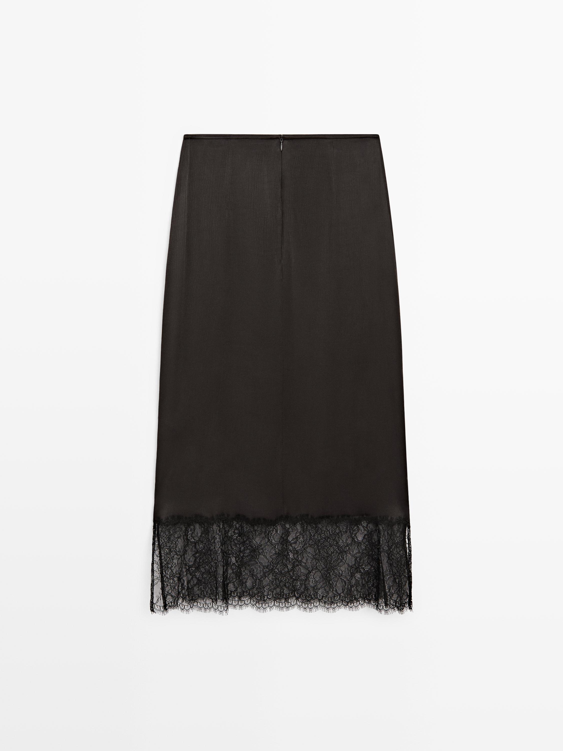 Jupe midi nuisette à dentelle