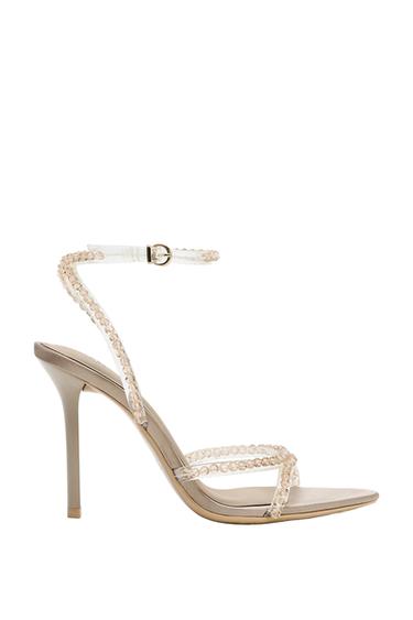 HEELED SANDALS WITH APPLIQUÉS - Taupe Grey by Zara