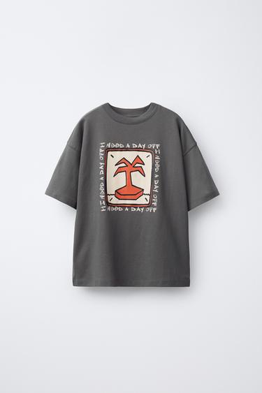 CAMISETA ESTAMPADA - Gris antracita de Zara