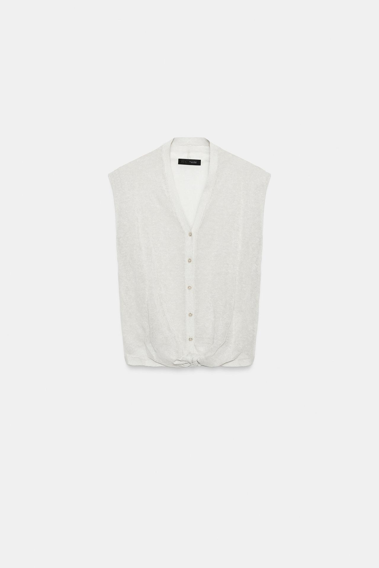 KNOT DETAIL KNIT VEST — Sand