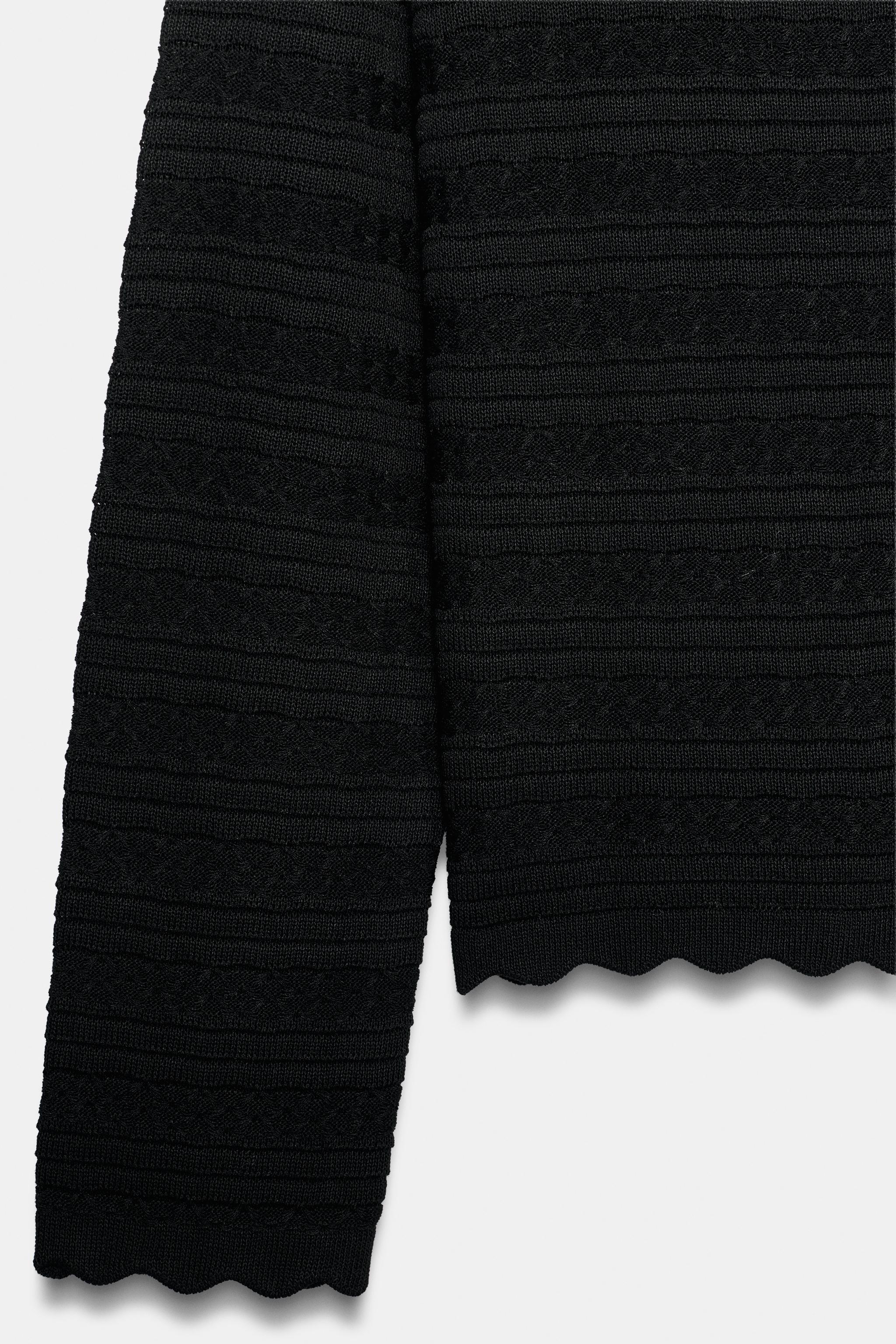 フェイクパールボタン ニットカーディガン - ブラック | ZARA Japan / 日本