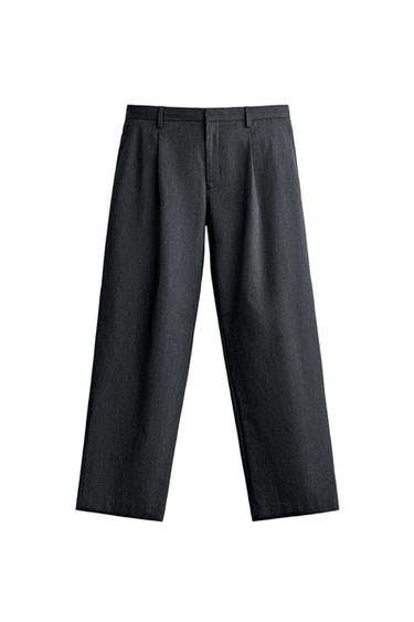 PANTALÓN PLIEGUES TRAJE REGULAR FIT - Azulado de Zara