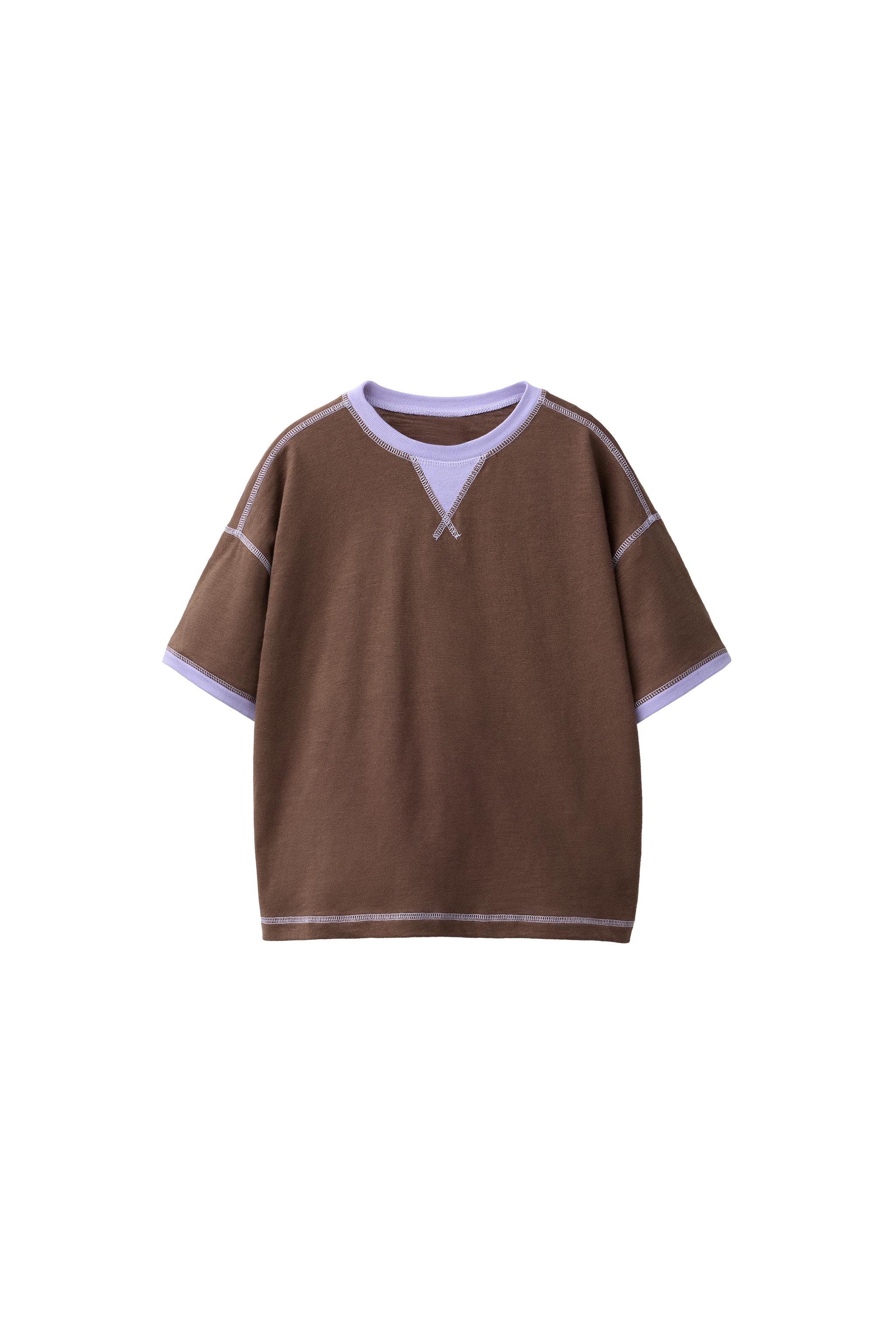 ストライプ柄ステッチTシャツ CARAMEL LONDON X ZARA - パープル
