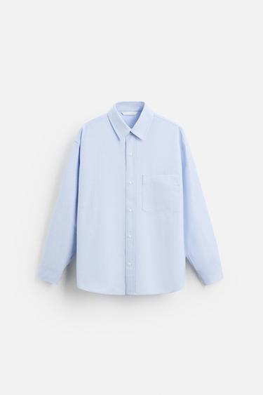 Zara OVERSIZED OXFORD SHIRT - Light blue
