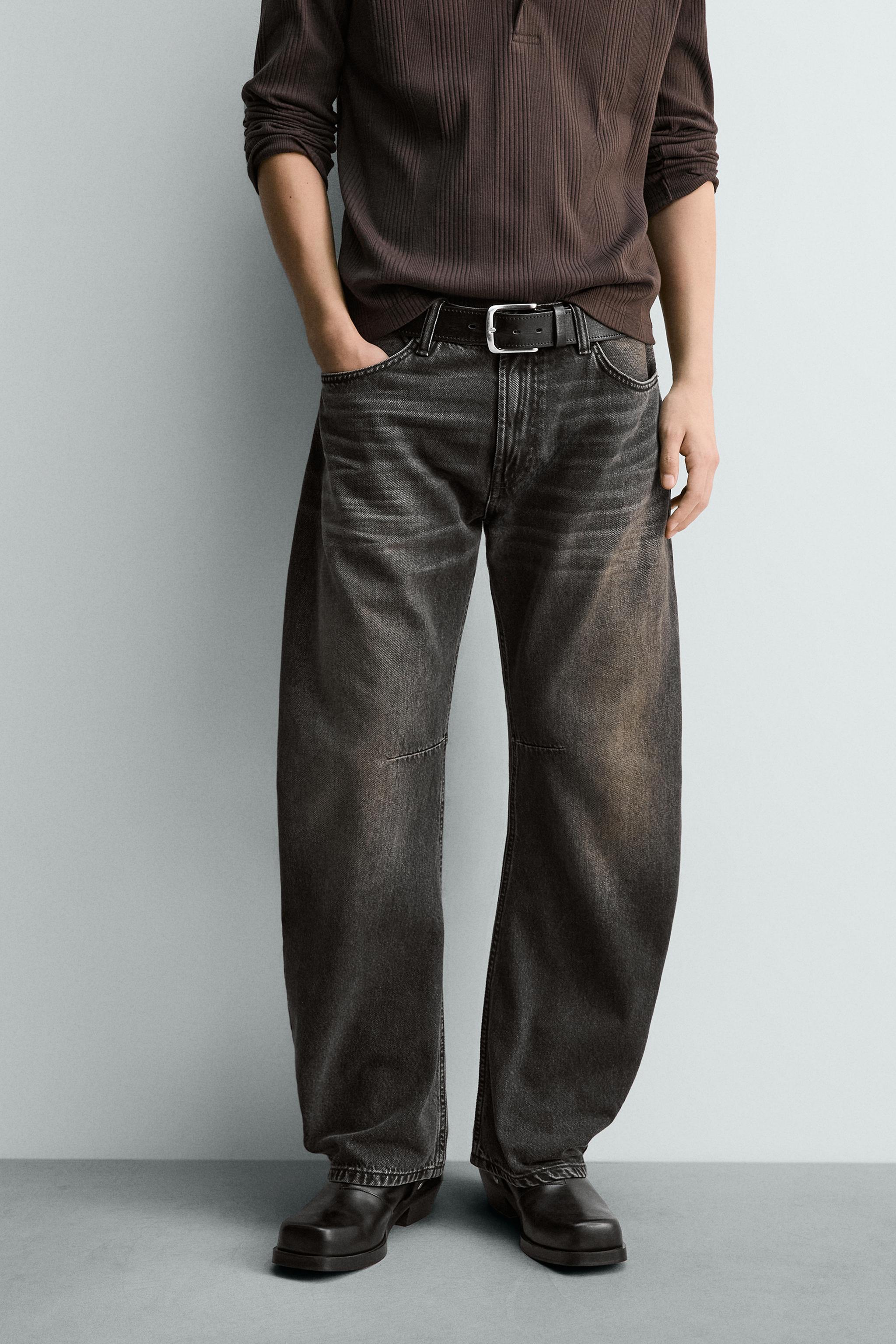 RELAXED BARREL FIT JEANS — Charcoal