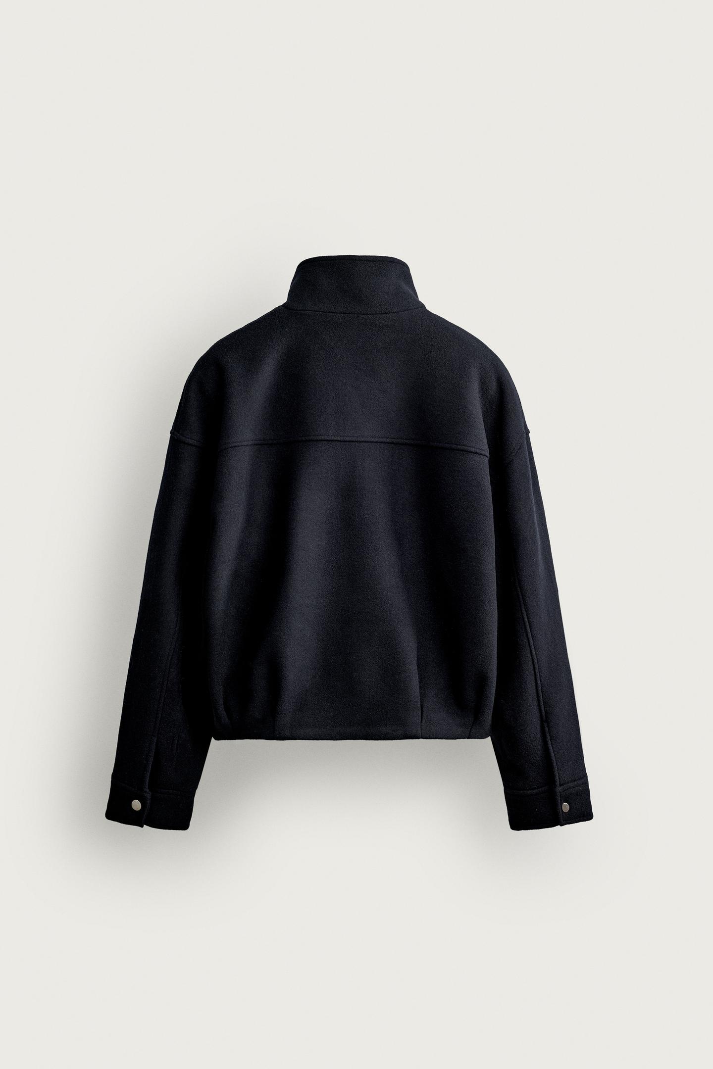 Мужская куртка Zara Cropped Wool-Blend, цвет: Тёмно-синий — фото 9