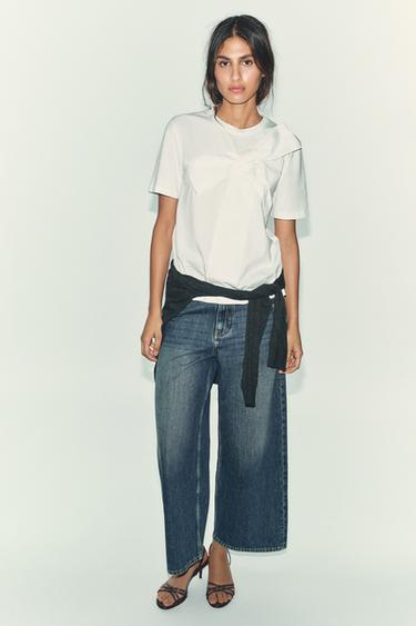 ÁO PHÔNG BUỘC NƠ TRƯỚC - Màu trắng từ Zara