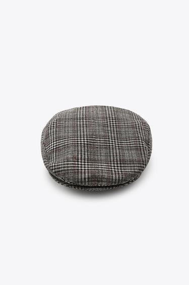 WOOL CHECK BERET - Grey by Zara - Image 3