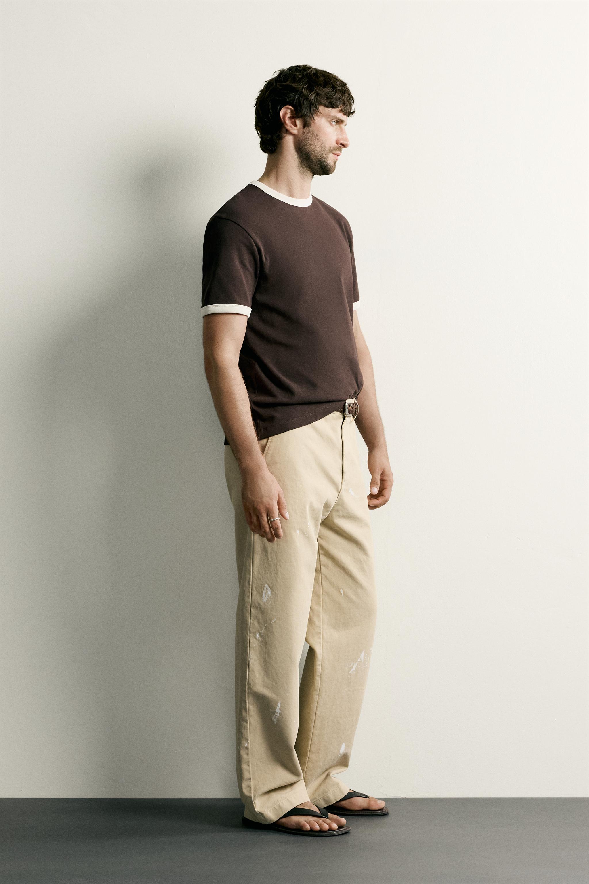 RINGER BASIC CONTRAST RIB T-SHIRT