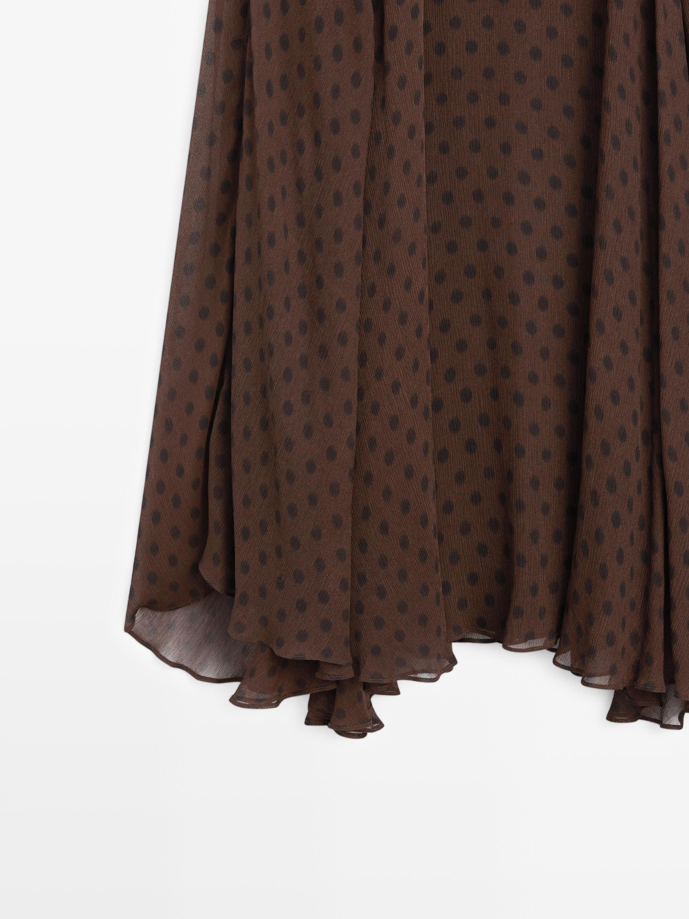 Flared polka dot midi skirt