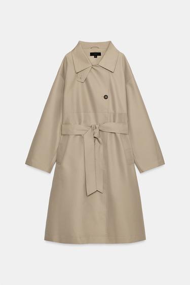 STAND-UP COLLAR BELTED TRENCH COAT - Light brown by Zara - Image 0