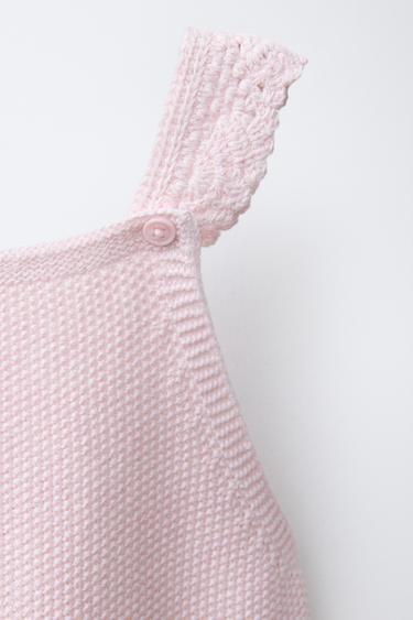 CROCHET STRAP KNIT DUNGAREES - Chalk pink by Zara - Image 2
