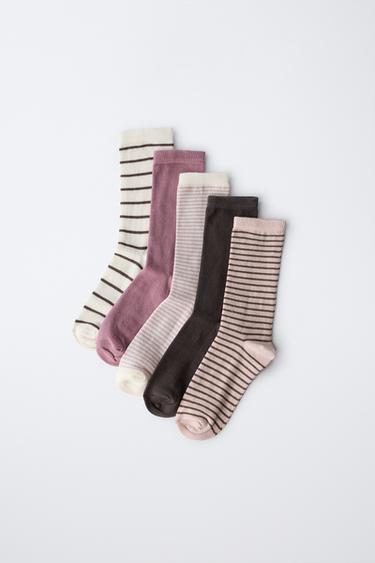 FIVE-PACK OF STRIPED LONG SOCKS - Pink by Zara - Image 3