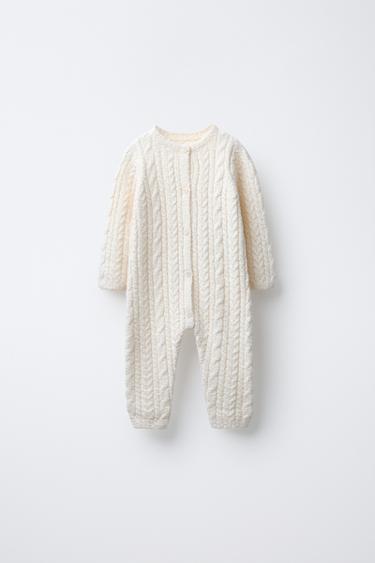 CABLE KNIT JUMPSUIT - Ecru by Zara