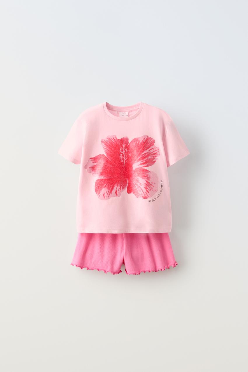 6-14 YEARS/ SHIMMERY FLORAL MATCHING SET - Pink | ZARA United States