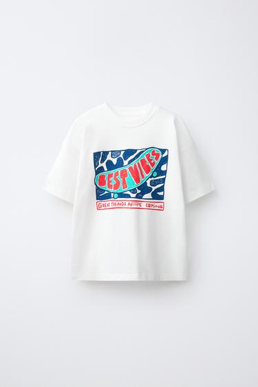 Zara TEXT PRINT T-SHIRT - White