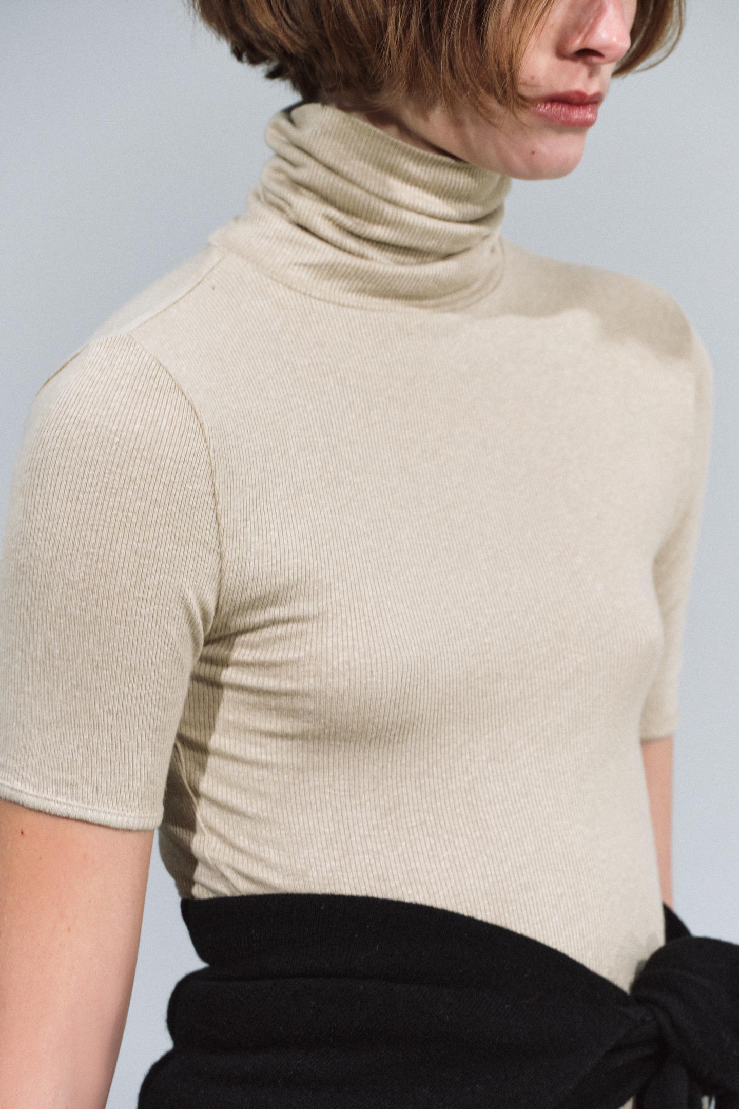 Женская футболка Zara Short Sleeve, цвет: Бежевый — фото 4