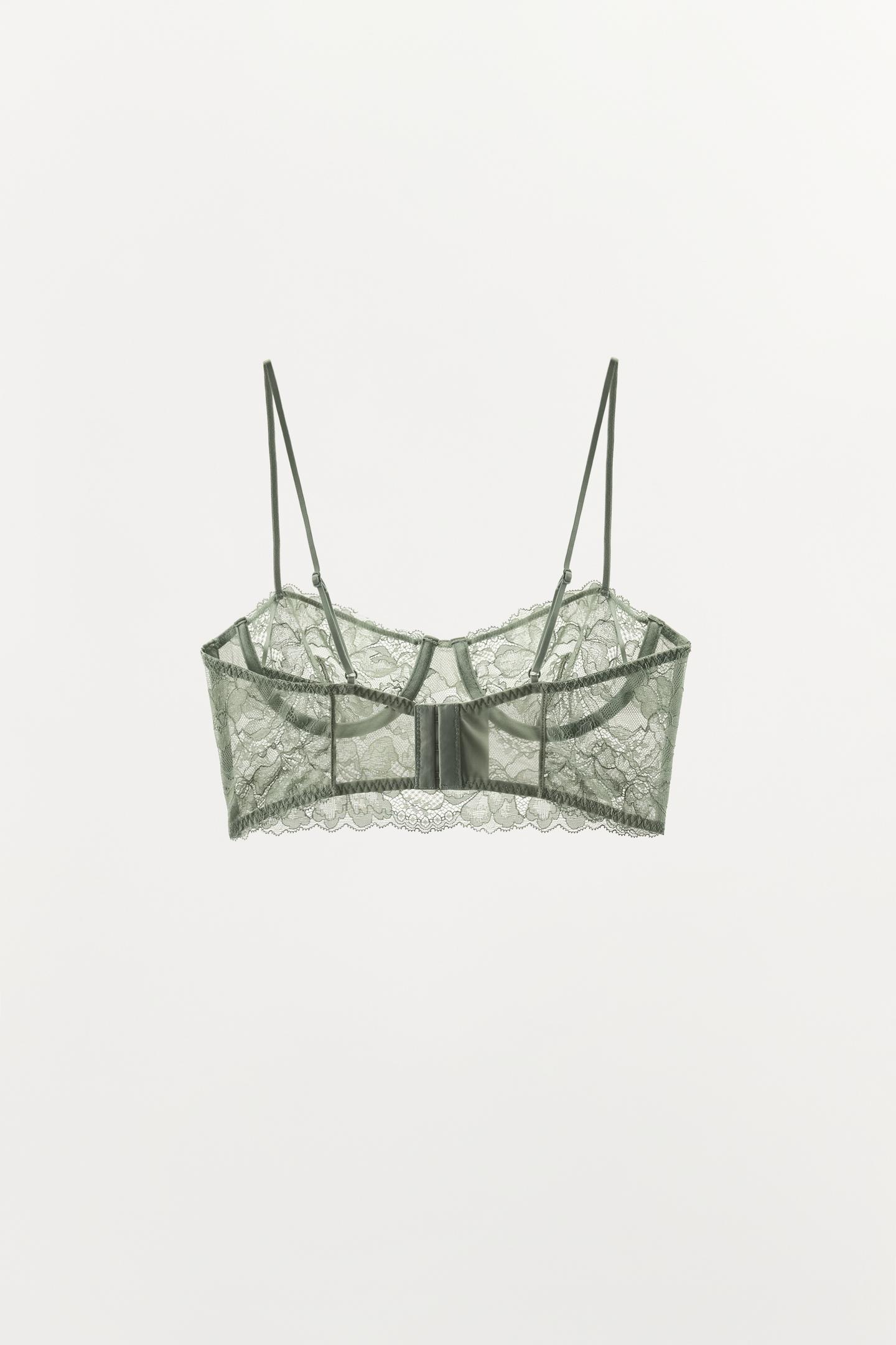 Бра, на косточках, кружево — Zara, цвет: Светлый зелёный — фото 6