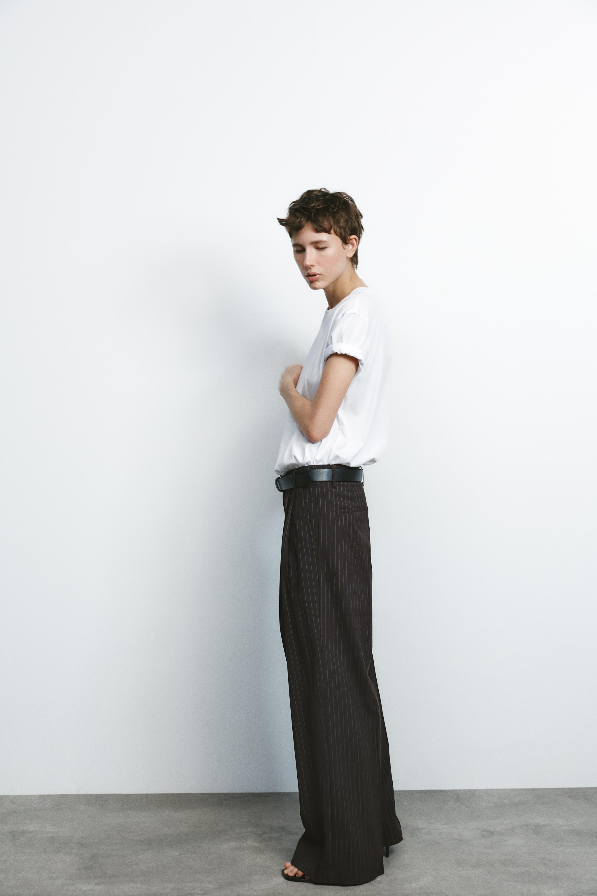 新品herlipto Back Double Belted Pants High Waist Tuck Trousers