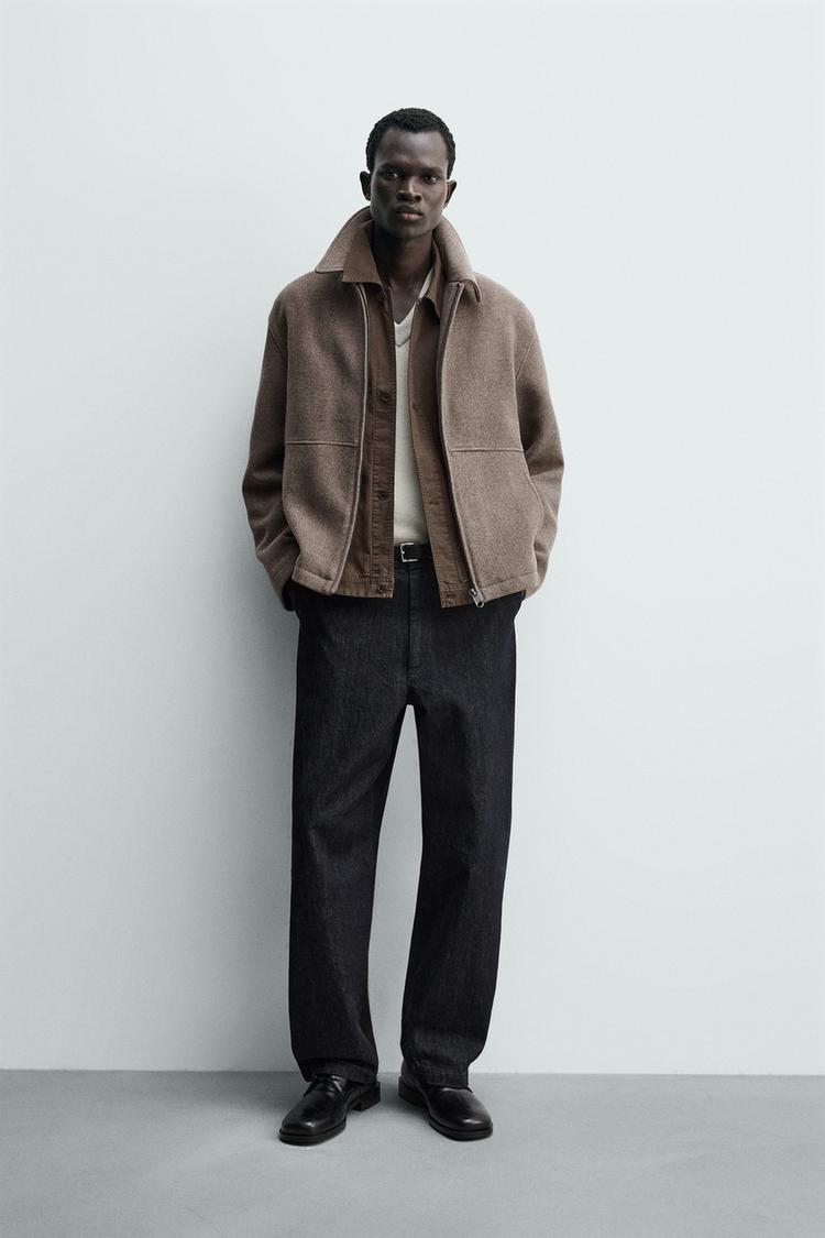 BALIK SIRTI DOKULU FERMUARLI CEKET