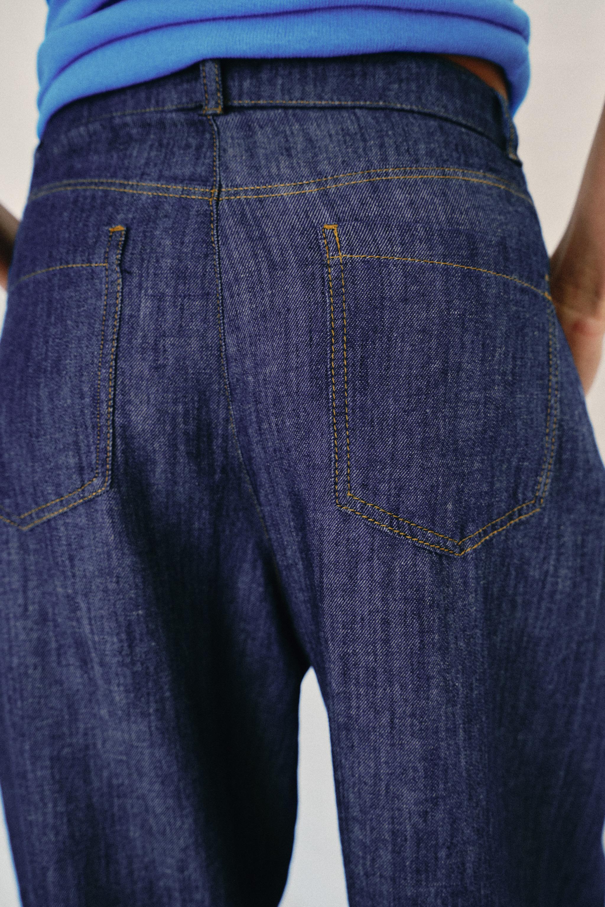 Zara Pilili Keten Pantolon görsel 6