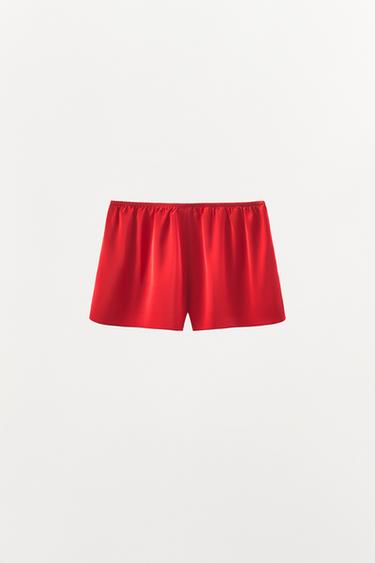 SATIN-SHORTS IM LINGERIE-STIL - Rot von Zara