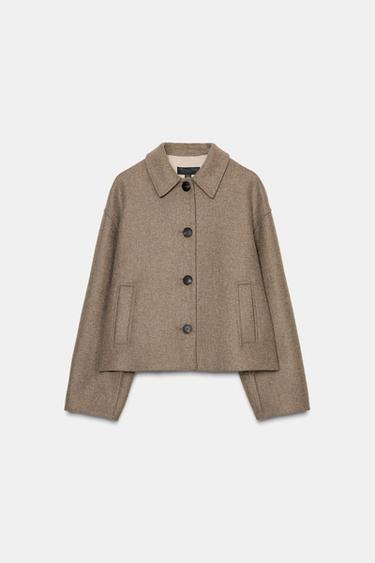 MANTEAU COURT AVEC LAINE - Vison foncé de Zara - Image 7