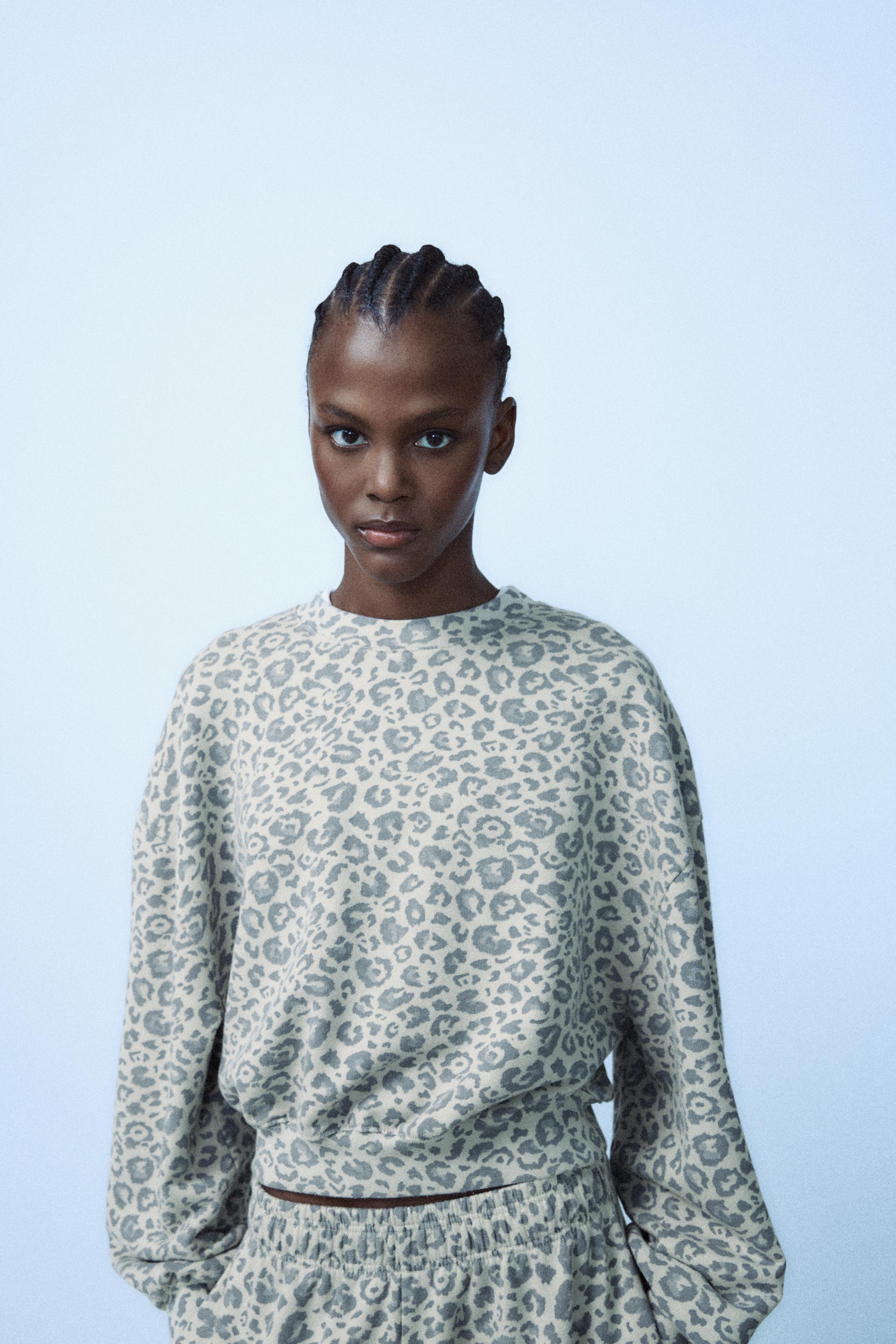WASHED EFFECT ANIMAL PRINT SWEATSHIRT - Leopard | ZARA