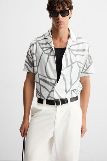 ABSTRACT PRINT STRETCH SHIRT - White by Zara - Image 4