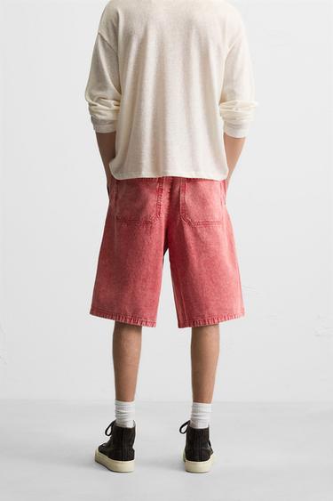 WASHED RELAXED FIT BERMUDA SHORTS - Red by Zara - Image 2