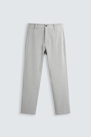 COMFORT TEXTURED TROUSERS - Light grey by Zara