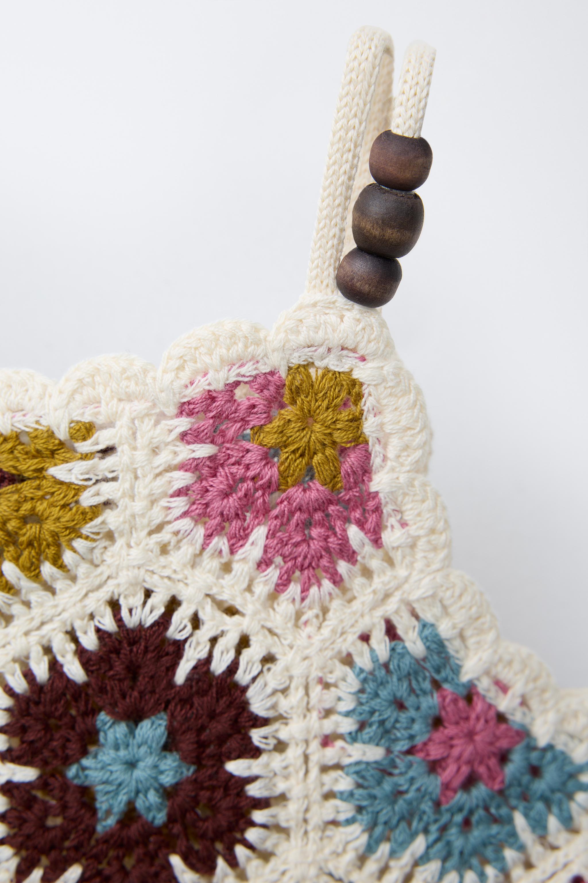 FLORAL AND BEADED CROCHET KNIT TOP - Multicolored | ZARA