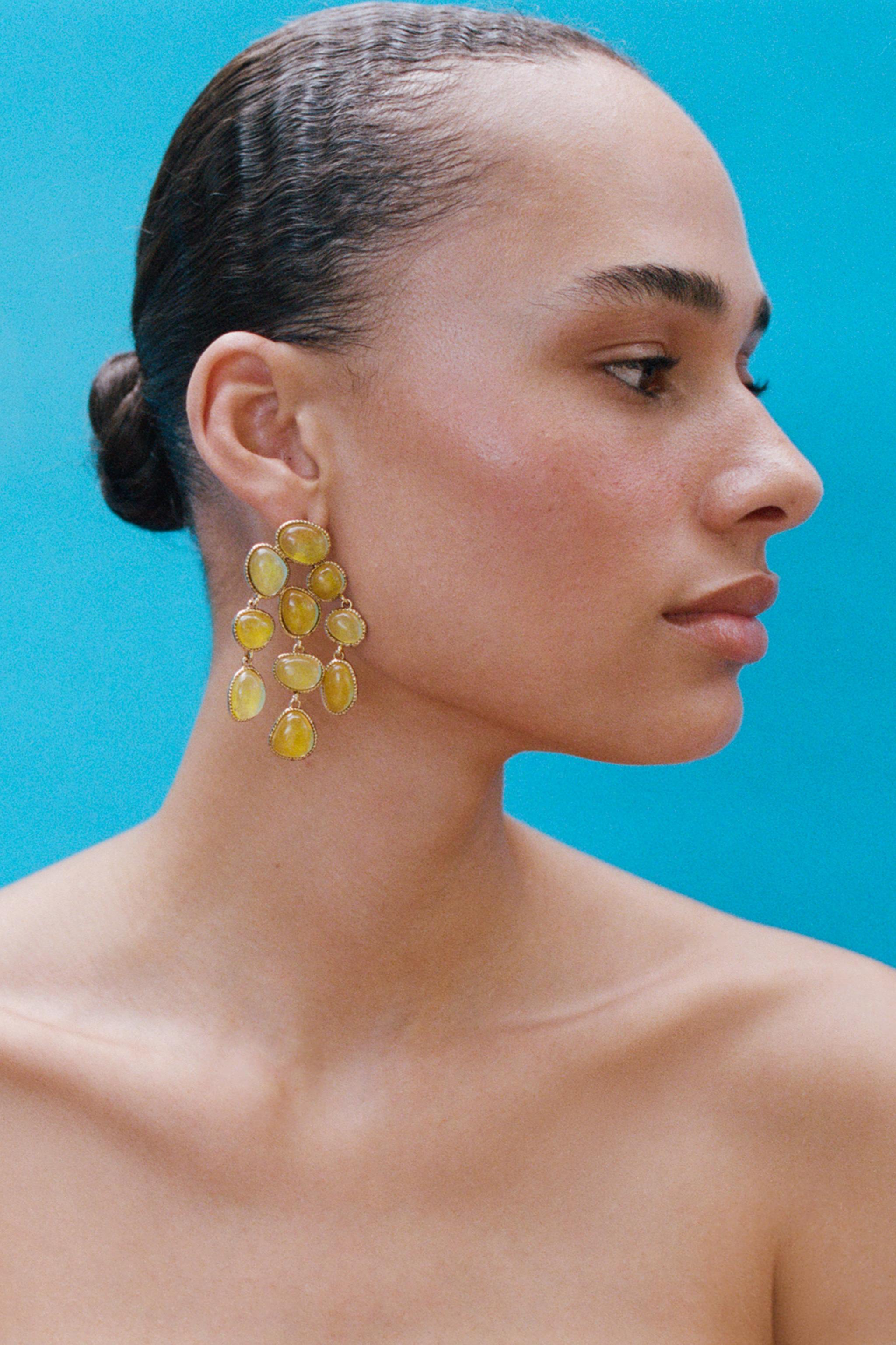 RESIN STONE EARRINGS — Yellow