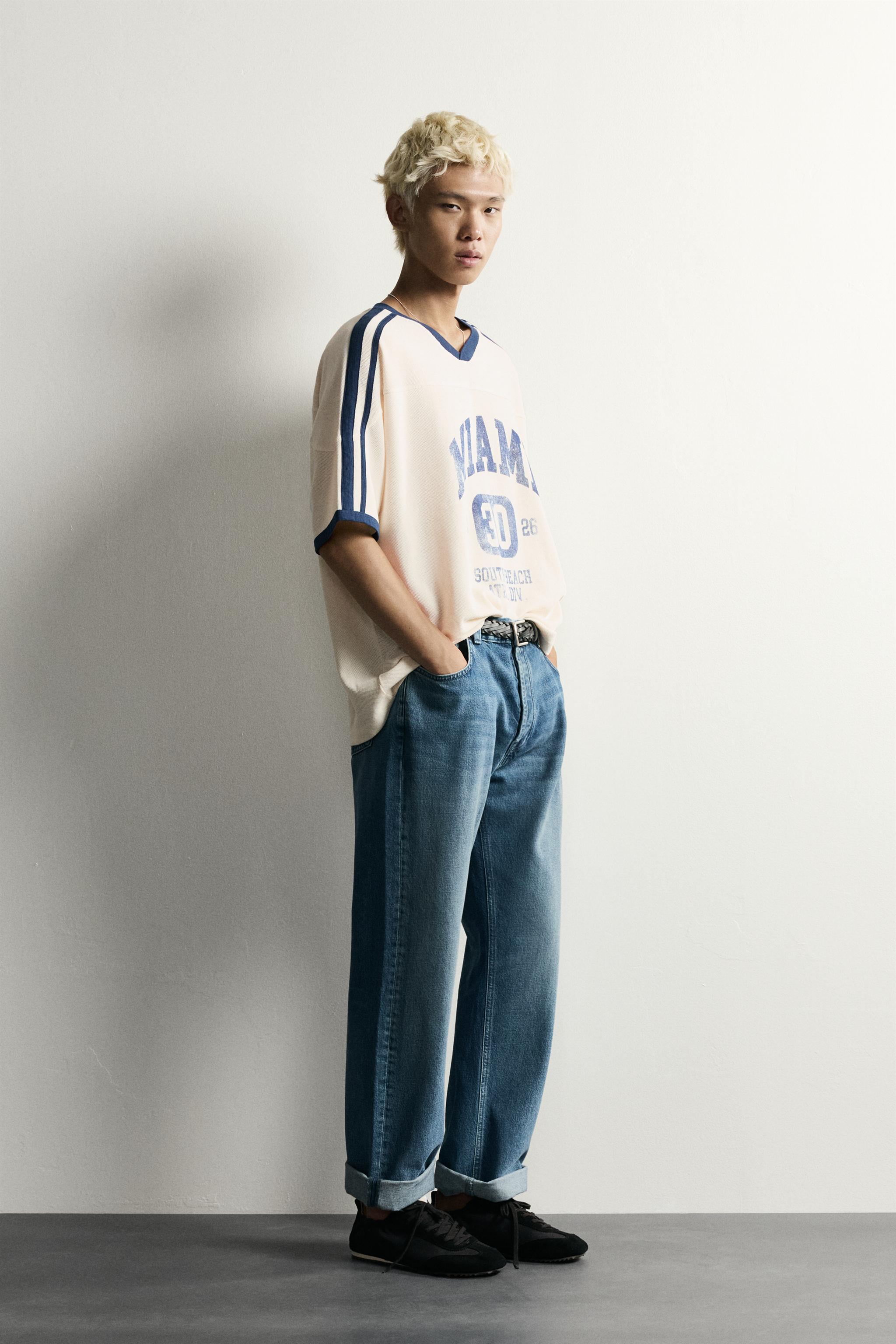 RELAXED FIT RETRO SOCCER PRINT T-SHIRT