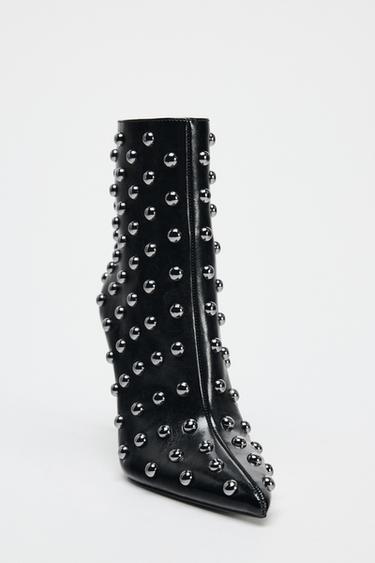 STILETTO HEEL ANKLE BOOTS WITH METALLIC DETAILS - Black by Zara - Image 3