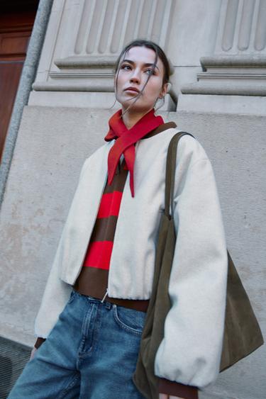 SOFT BOMBER JACKET - Ecru by Zara