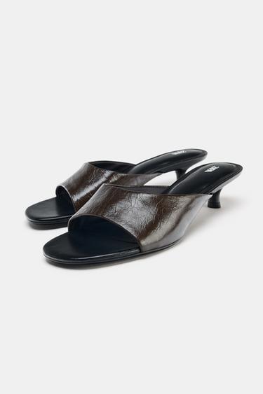 SANDALES KITTEN EN CUIR - Marron de Zara - Image 1