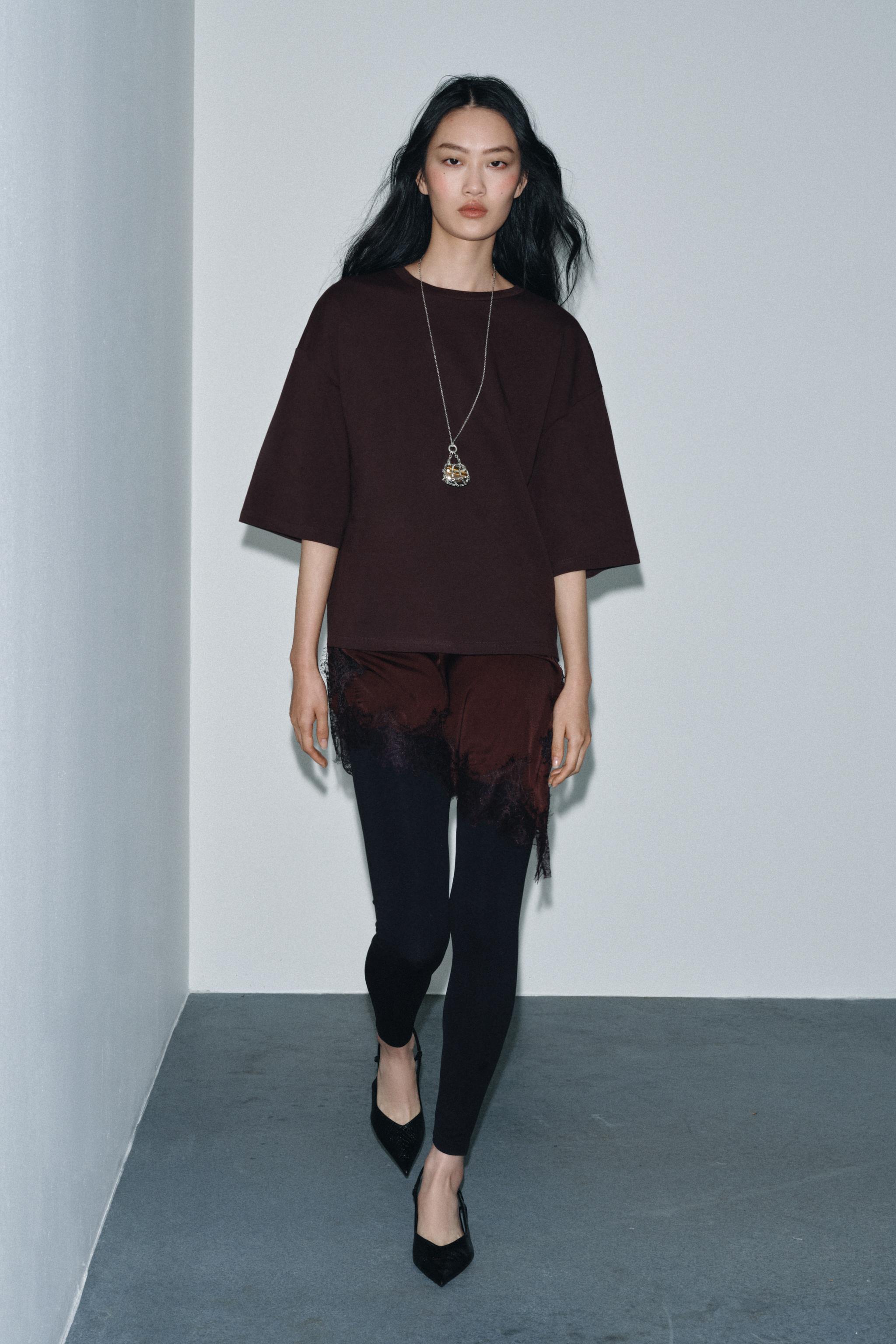 COMBINATION LACE T-SHIRT - Ecru | ZARA United States