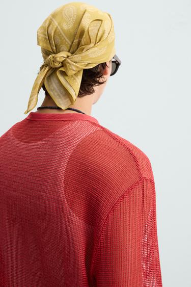 OPEN TEXTURED T-SHIRT - Red by Zara