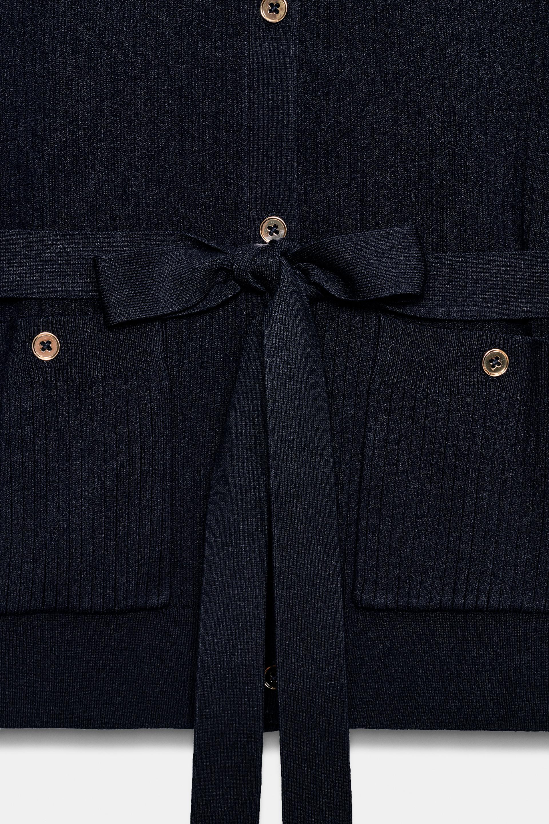 RIB KNIT BELTED CARDIGAN thumbnail 6