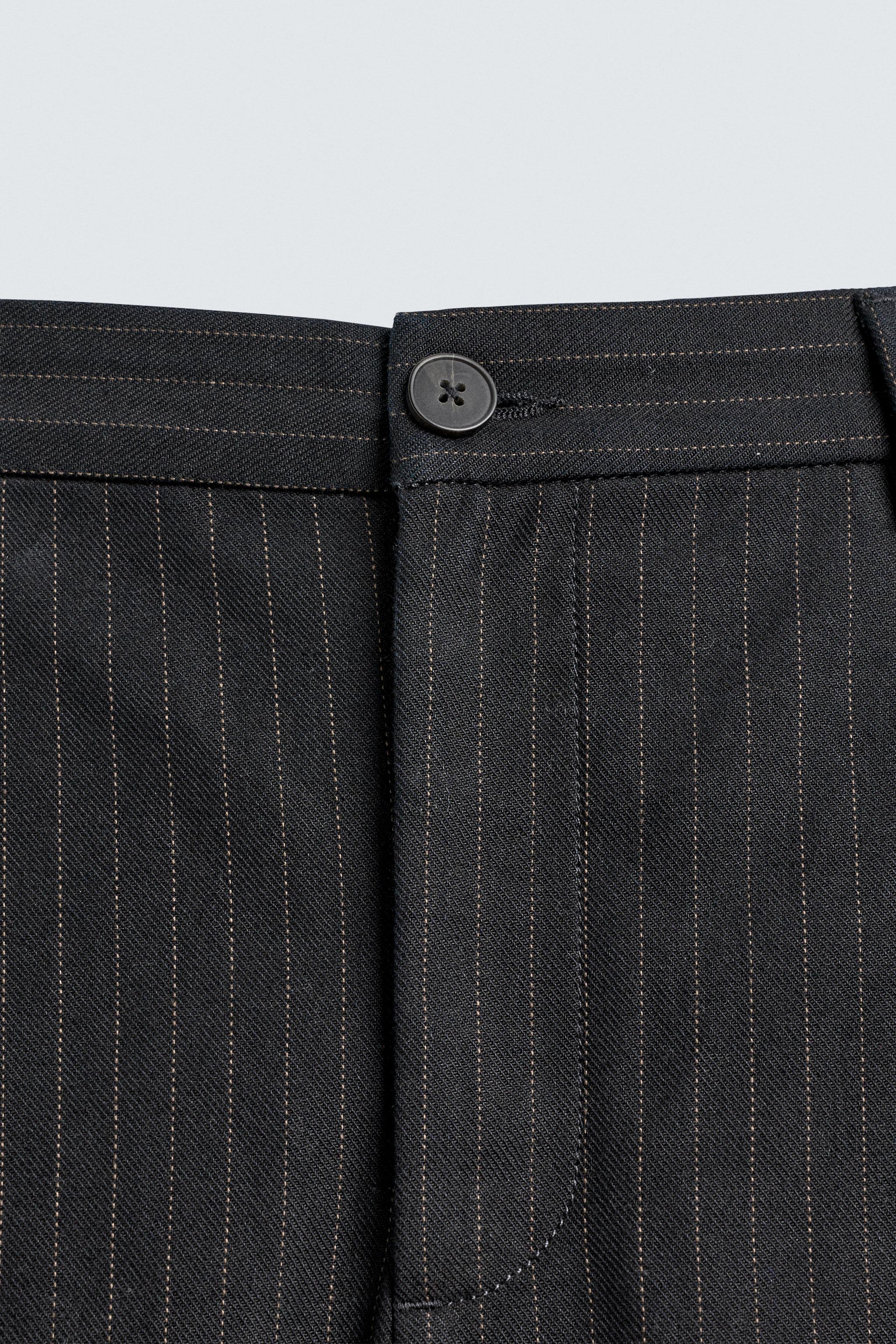 RELAXED FIT PINSTRIPE PANTS