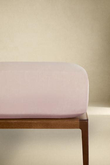 WASHED LINEN FITTED SHEET | 30 CM HIGH (140 GXM²) - Pale pink by Zara