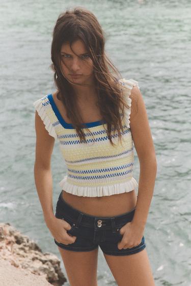 STRIPED SMOCKED TOP - Multicoloured by Zara